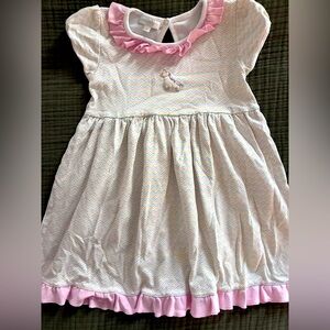 Magnolia Baby Infant Pink Ruffle Collar Chevron unicorn Dress